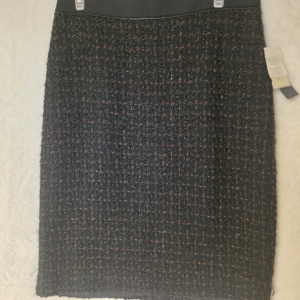 Black And Brown Tweed Pencil Skirt Size 8 Petite. Vintage NWT Grace Dane Lewis
